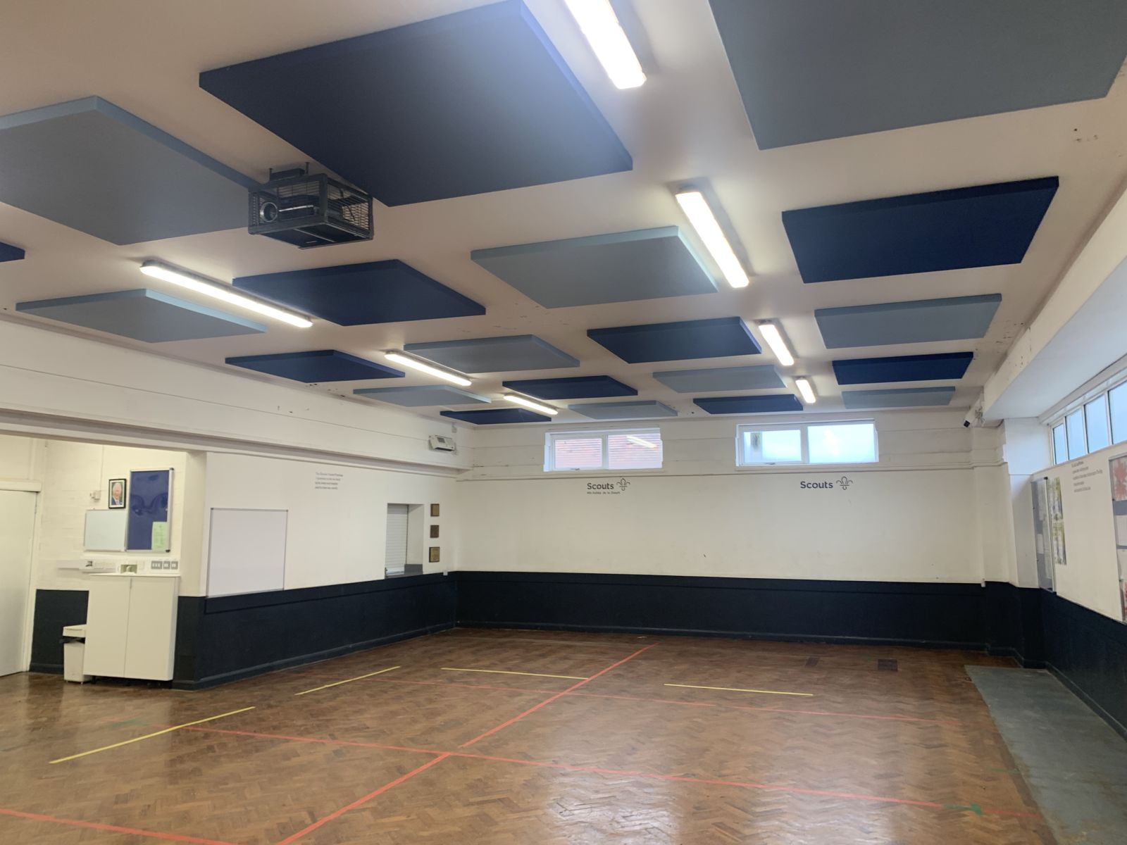 acoustic panels in scout hall to reduce unwanted noise